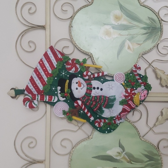 Bucilla Candy Snowman Finished Stocking - Picture 1 of 10